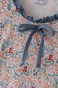 Blue Floral Print Ruffle Mom Dress - Essential Southern Charm