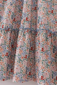 Blue Floral Print Ruffle Mom Dress - Essential Southern Charm