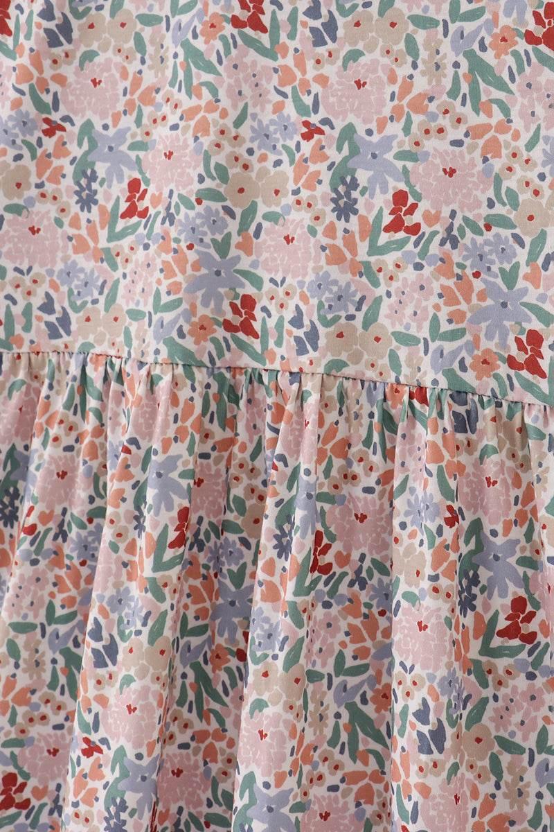 Blue Floral Print Ruffle Mom Dress - Essential Southern Charm