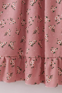 Floral Corduroy Lace Ruffle Mom Dress - Essential Southern Charm