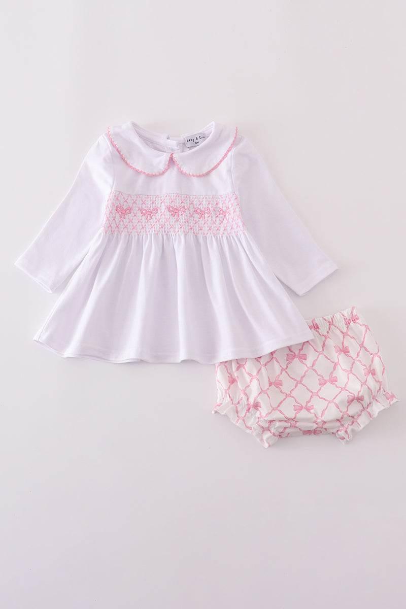 Pink Bow Smocked Bloomer Set - Essential Southern Charm