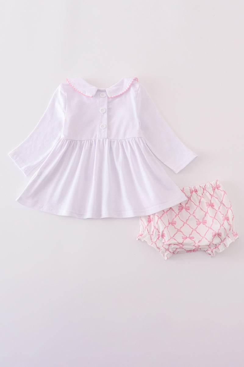 Pink Bow Smocked Bloomer Set - Essential Southern Charm