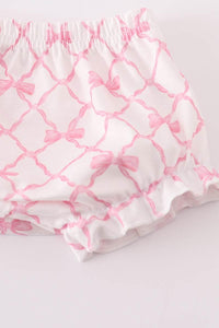 Pink Bow Smocked Bloomer Set - Essential Southern Charm