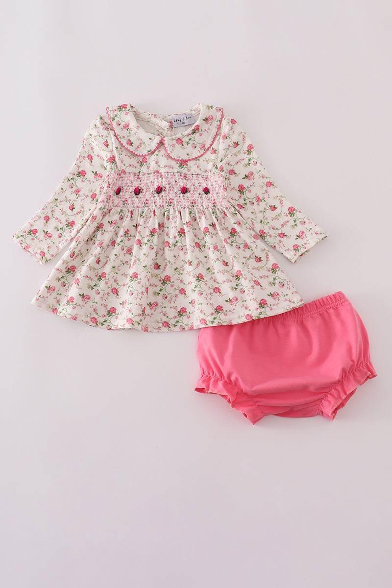 Pink Rose Hand Smocked Bloomer Set - Essential Southern Charm