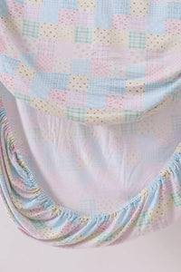 Pink Floral Checkered Bamboo Crib Sheet - Essential Southern Charm