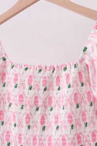 Pink Bow Hydrangea Smocked Women Dress - Essential Southern Charm