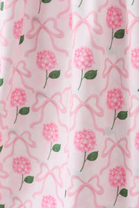 Pink Bow Hydrangea Smocked Women Dress - Essential Southern Charm