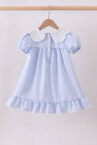 Gingham Lace Ruffle Dress