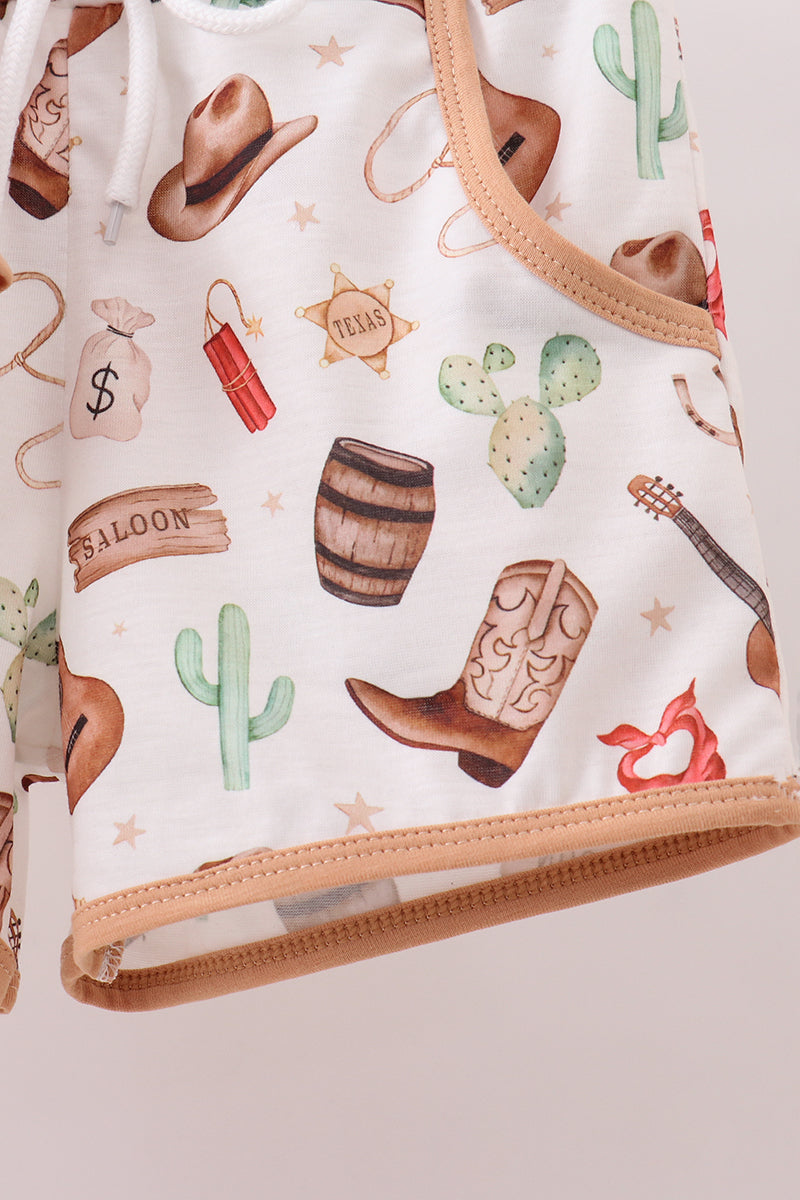 Western Embroidered Shorts Set