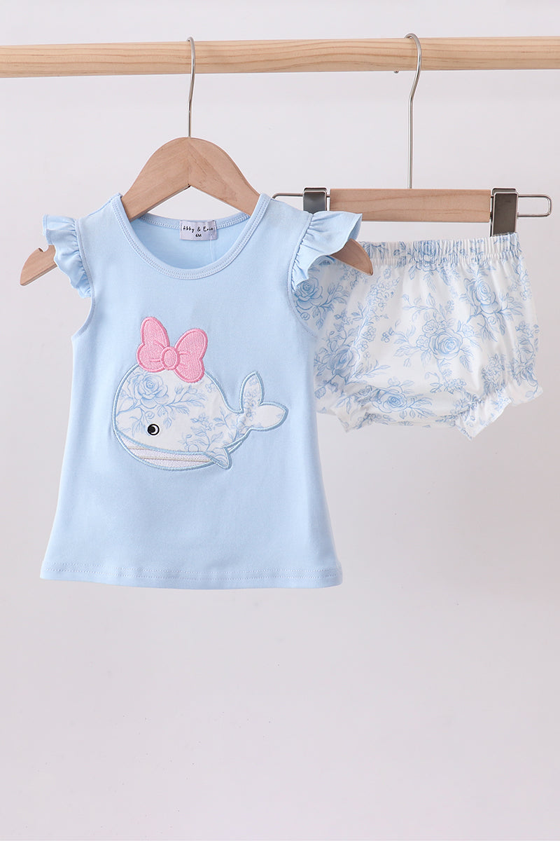 Whale Applique Bloomer Set
