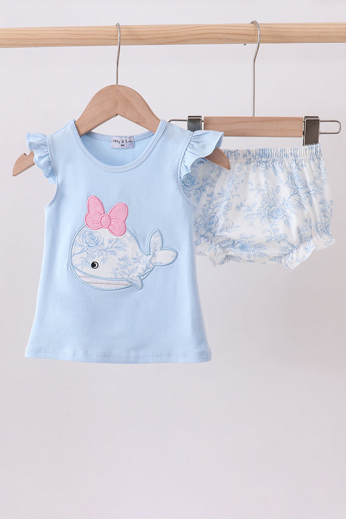 Whale Applique Bloomer Set
