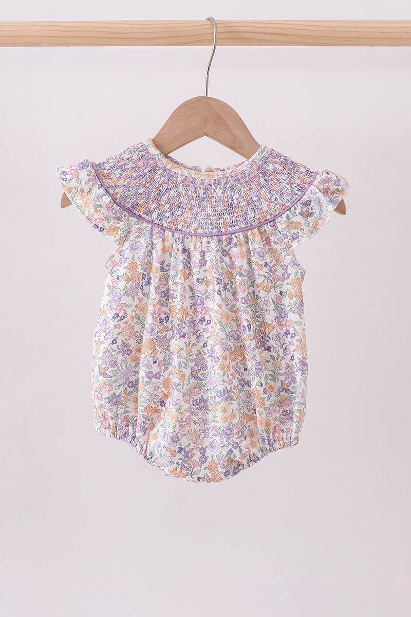 Floral Smocked Ruffle Bubble