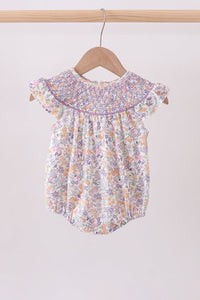 Floral Smocked Ruffle Bubble