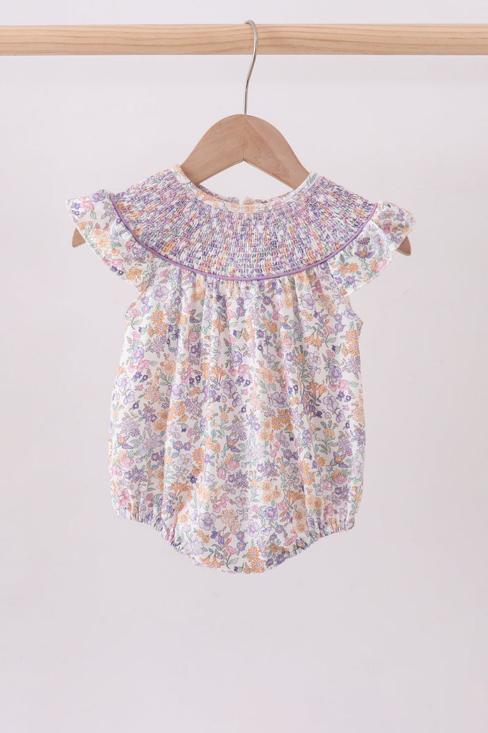 Floral Smocked Ruffle Bubble