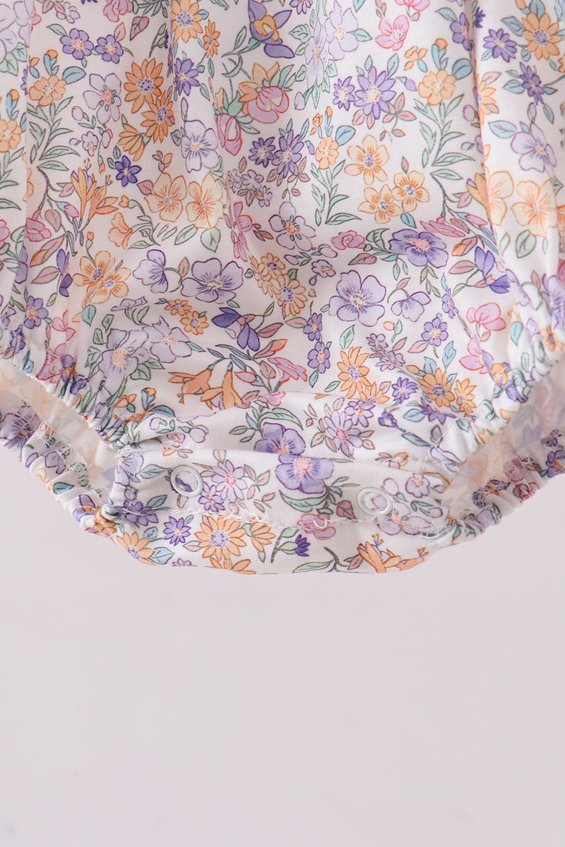 Floral Smocked Ruffle Bubble