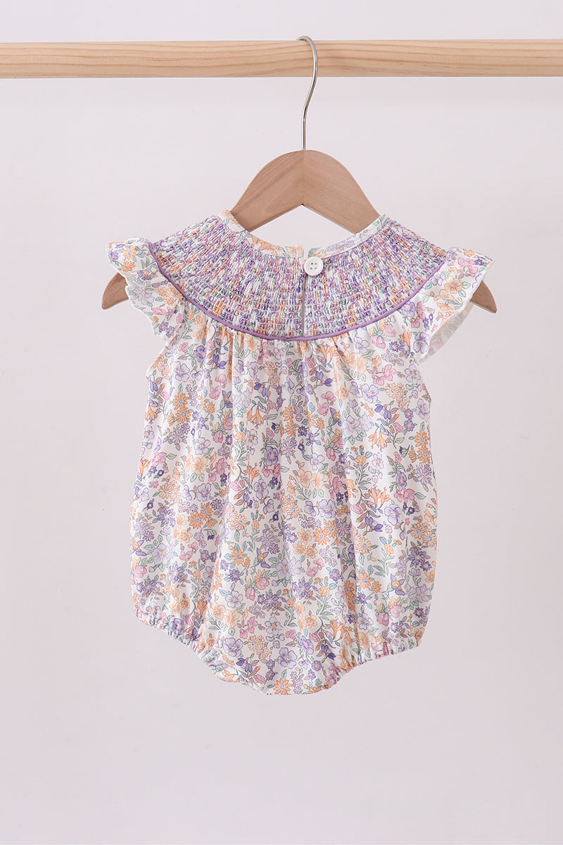 Floral Smocked Ruffle Bubble