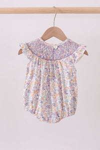 Floral Smocked Ruffle Bubble