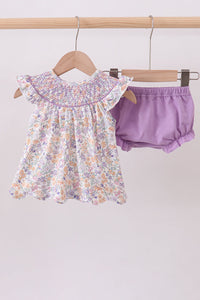 Floral Smocked Bloomer Set