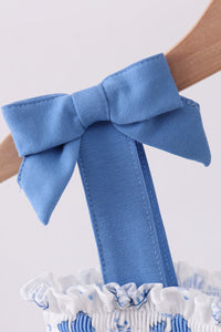 Blue whale smocked ruffle mom&me dress