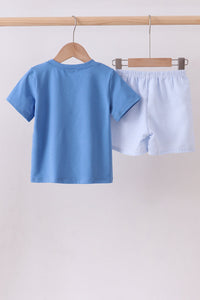 Crab Embroidered Seersucker Shorts Set