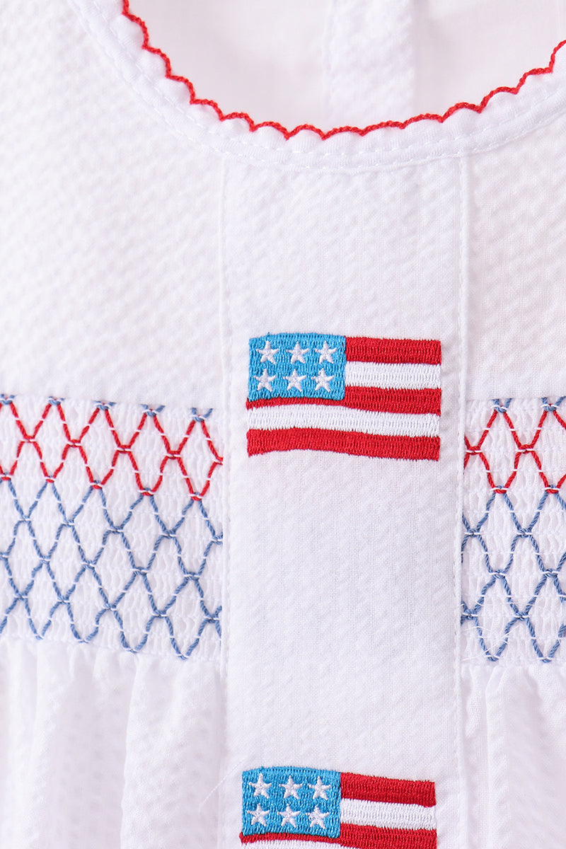 Flag smocked ruffle shorts set