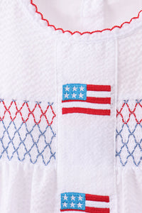 Flag smocked ruffle shorts set