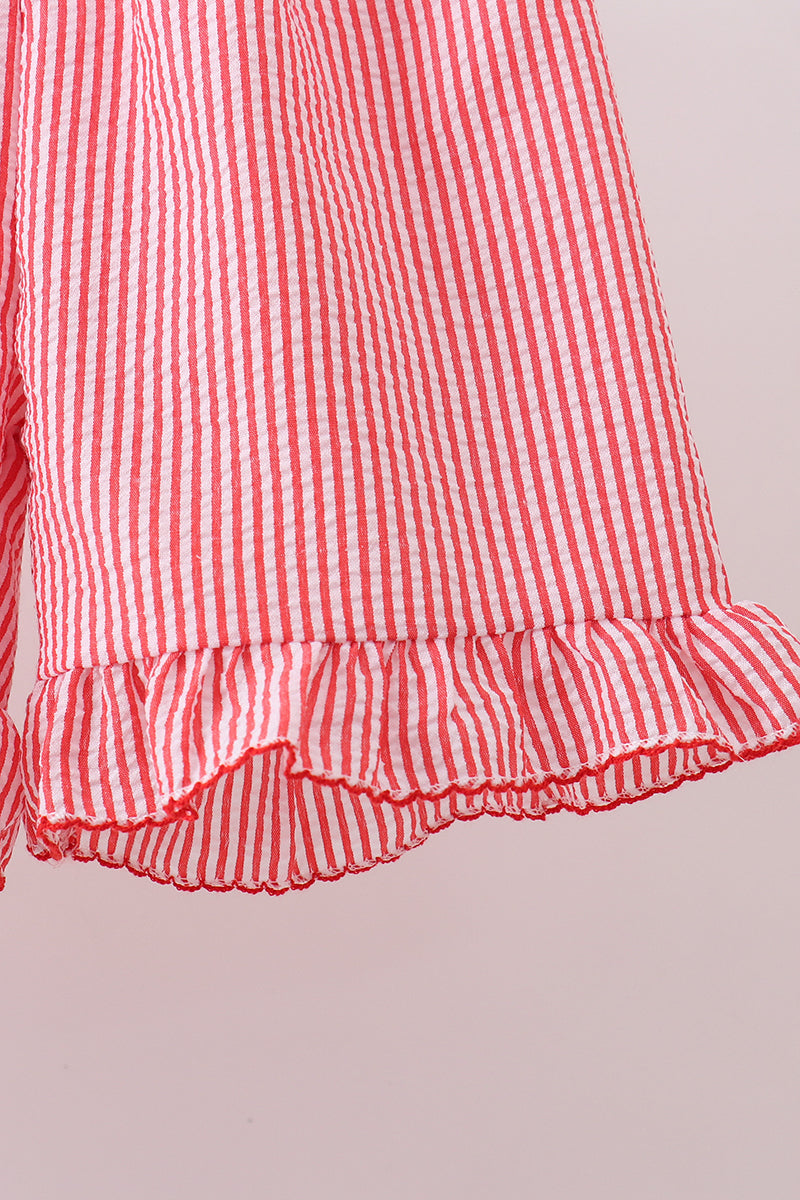 Flag smocked ruffle shorts set