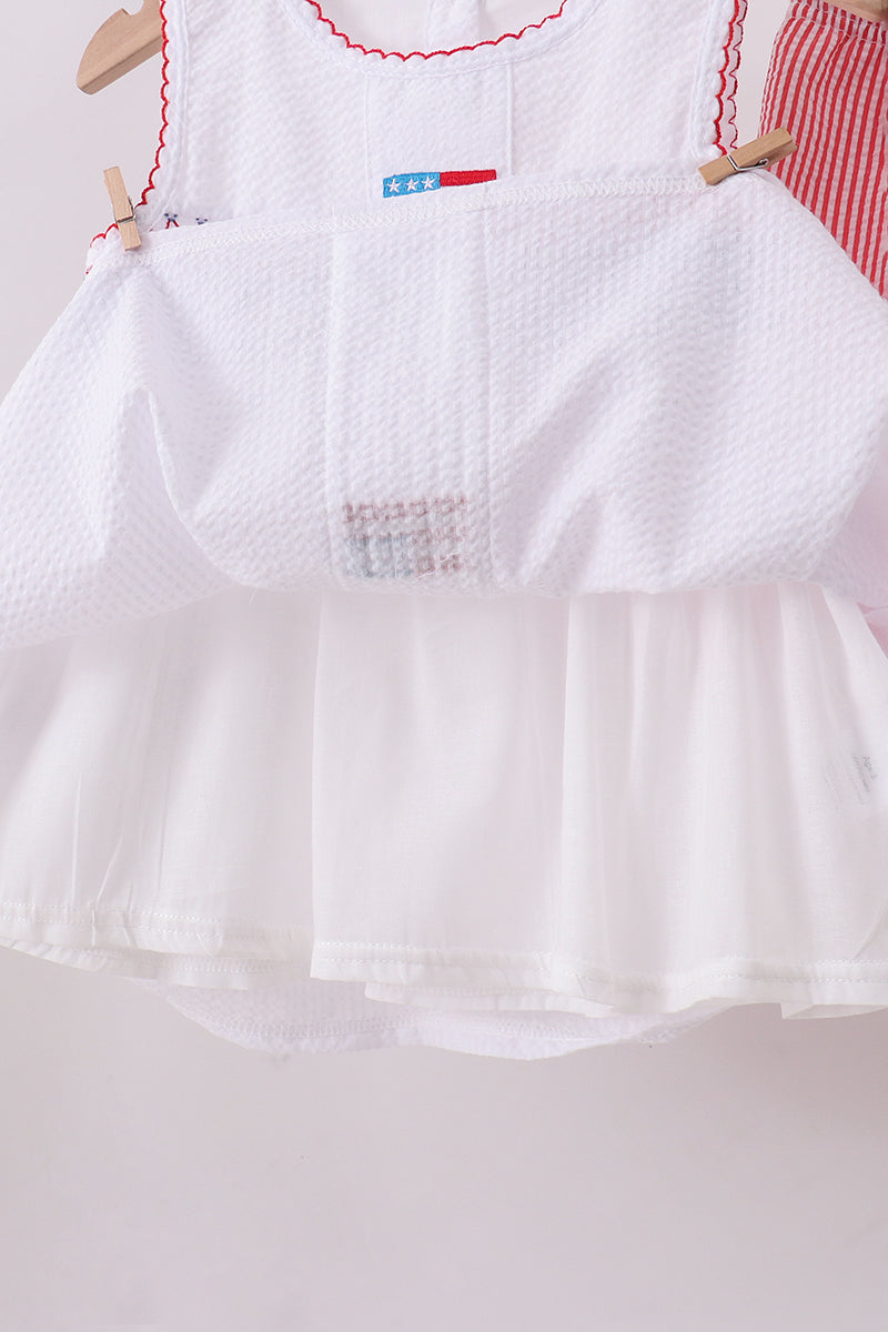 Flag smocked ruffle shorts set