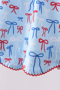 Bow smocked ruffle shorts set