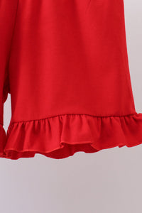Bow smocked ruffle shorts set