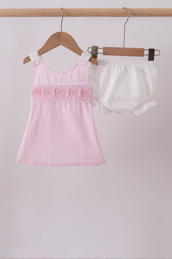 Bow smocked bloomer set