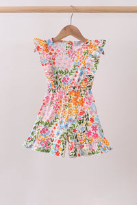 Summer floral print ruffle jumpsuit