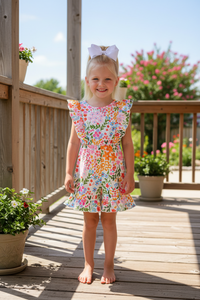 Summer floral print ruffle jumpsuit