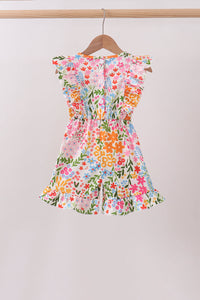 Summer floral print ruffle jumpsuit