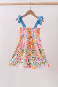 Summer floral print smocked mom&me dress