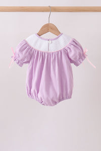 Lavender Smocked Embroidered Bow Jacquard Bubble