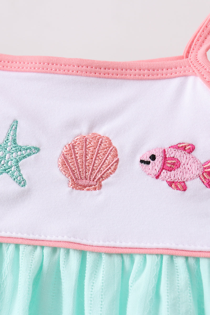 Marine Embroidered Jacquard Bloomer Set