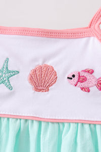 Marine Embroidered Jacquard Bloomer Set