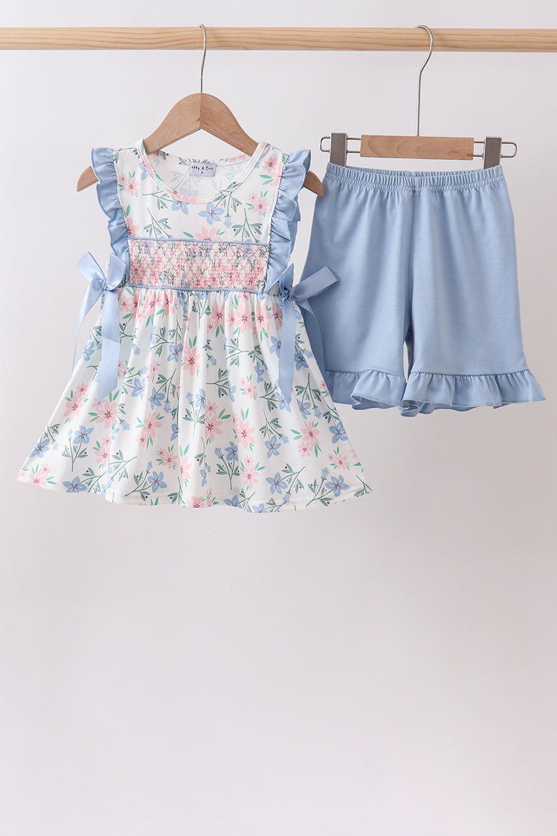 Floral Smocked Ruffle Set