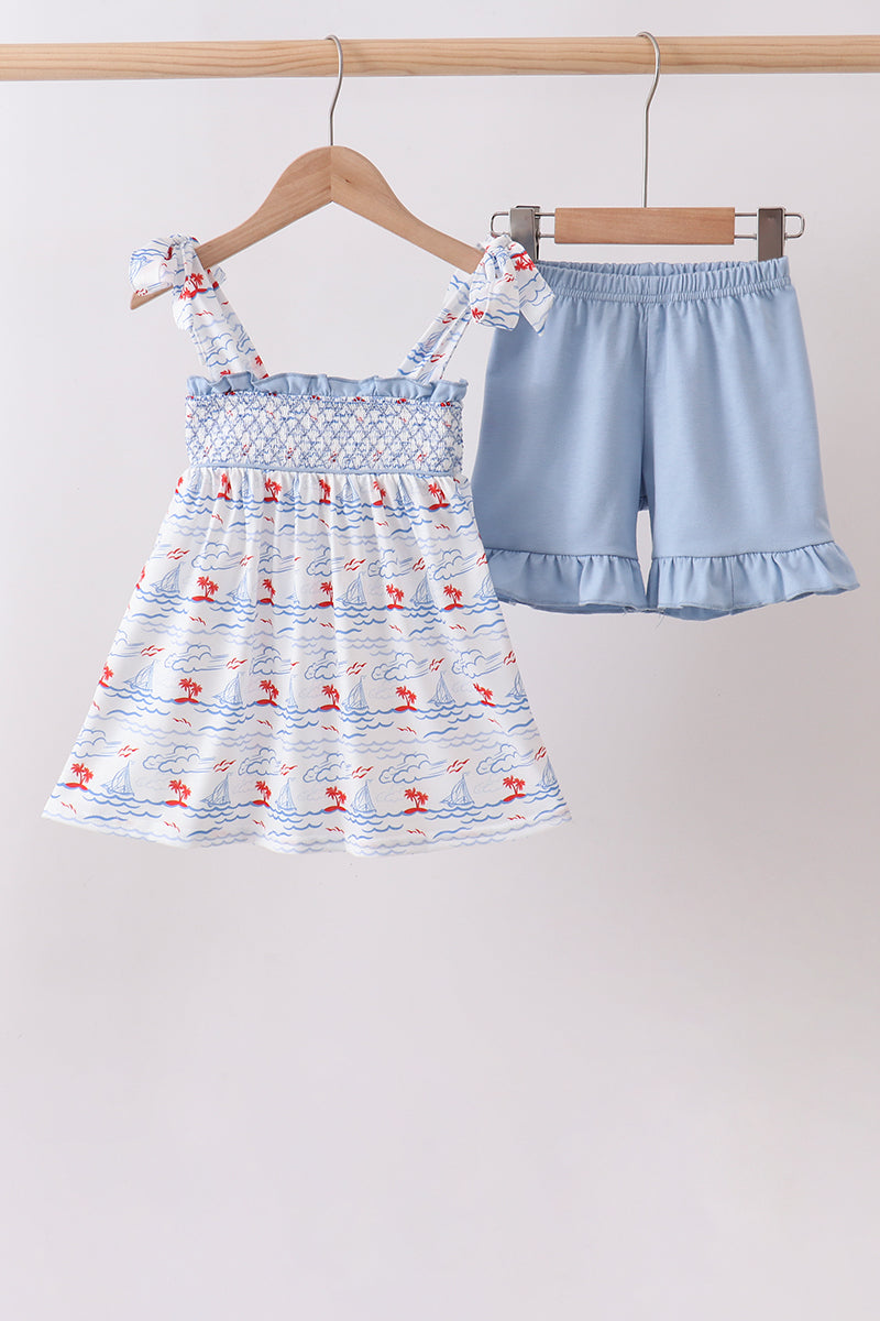 Sailboat Smocked Set