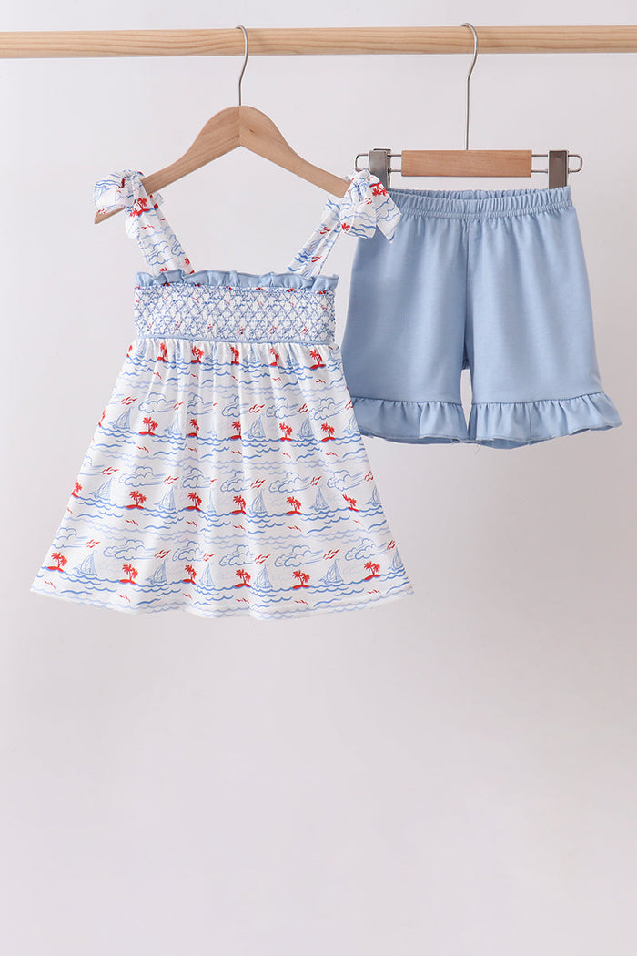 Sailboat Smocked Set