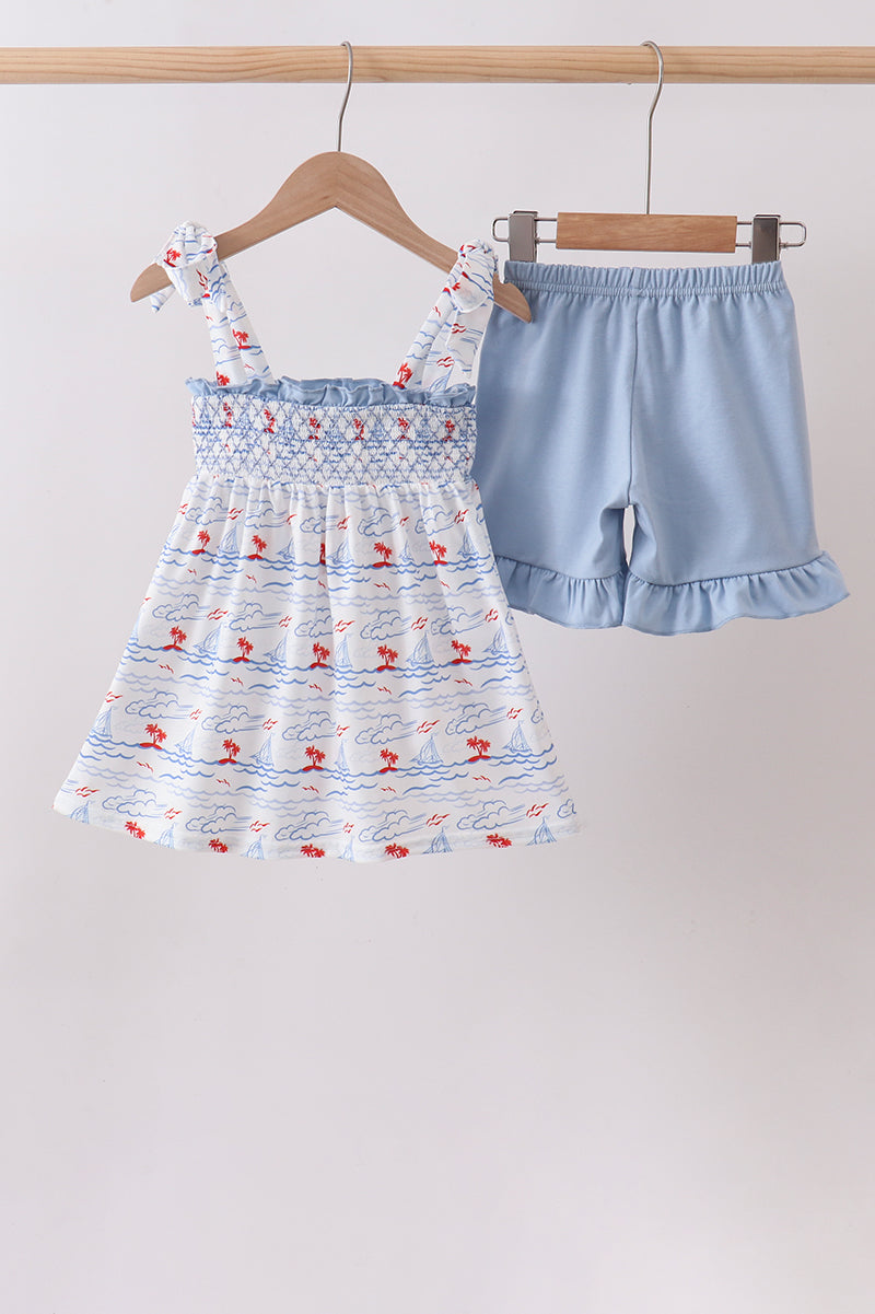 Sailboat Smocked Set