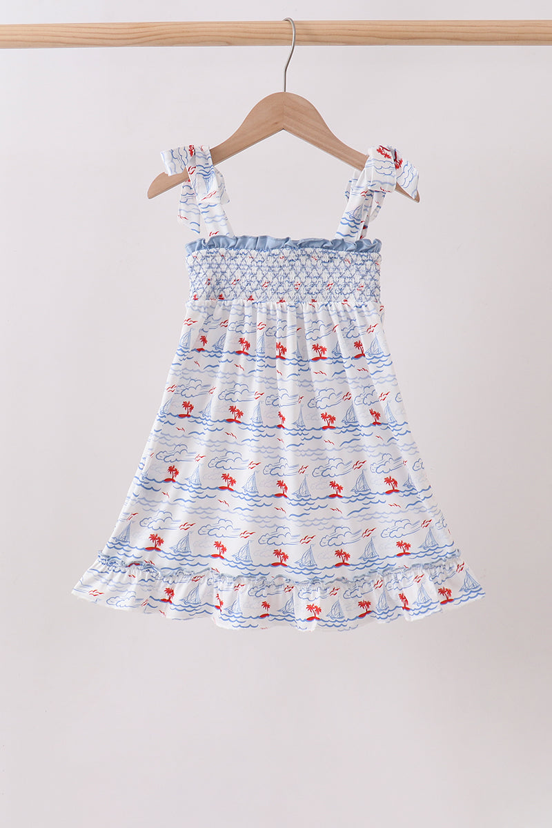 Sailboat Smocked Dress