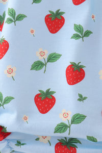 Strawberry Embroidered Ruffle Bow Bubble