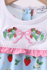 Strawberry Embroidered Bow Bloomer Set