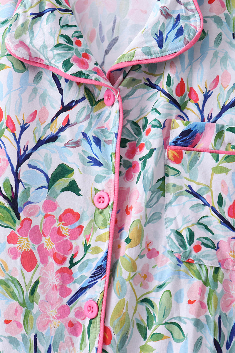 Floral Bamboo Pajamas Women Set