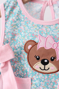 Bear Floral Applique Bloomer Set