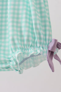 Puppy Plaid Embroidered Bubble