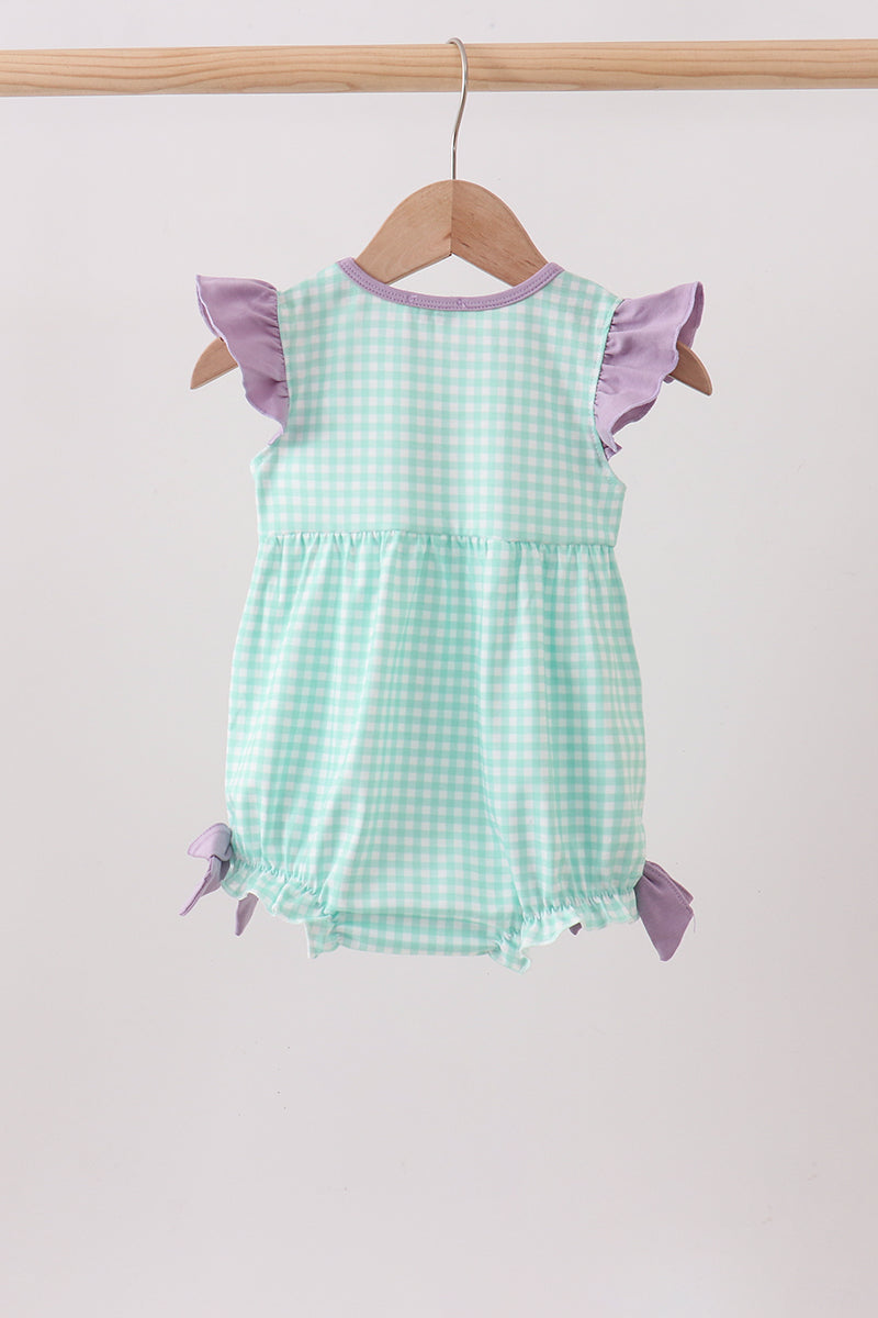 Puppy Plaid Embroidered Bubble