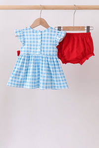 Apple Appliqué Gingham Bloomer Set